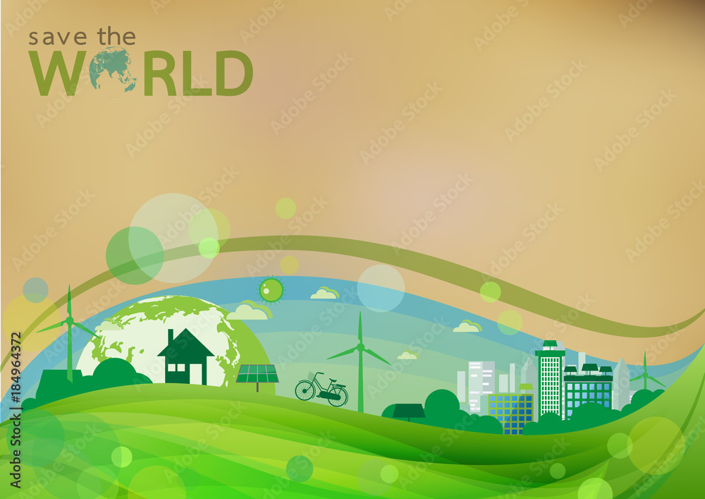 Green Eco Concept Background Eco Life In Green City With Save The World Concept Design Vector Illustration Stock Vector Adobe Stock Green Eco Concept Background Eco Life In Green City With Save The World Concept Design Vector Illustration Stock Vector Adobe Stock