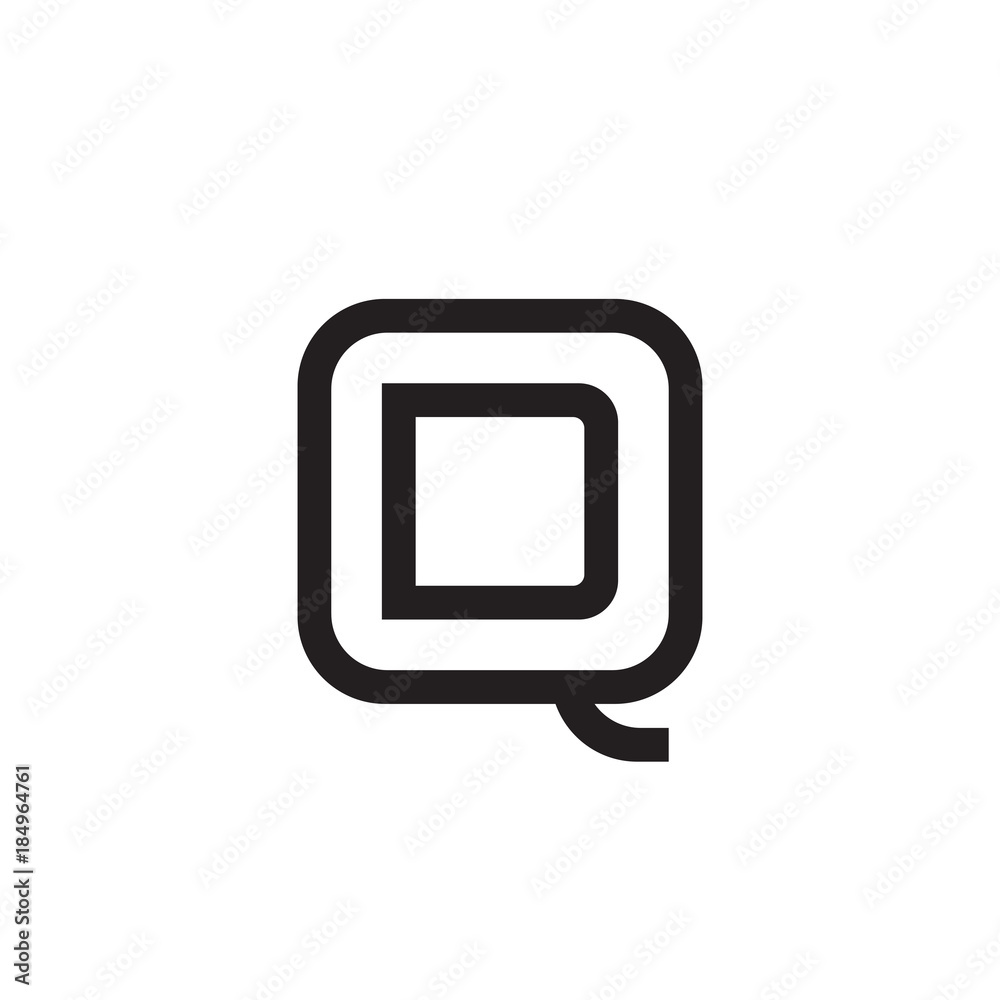 Initial letter Q and D, QD, DQ, overlapping D inside Q, line art logo, black monogram color