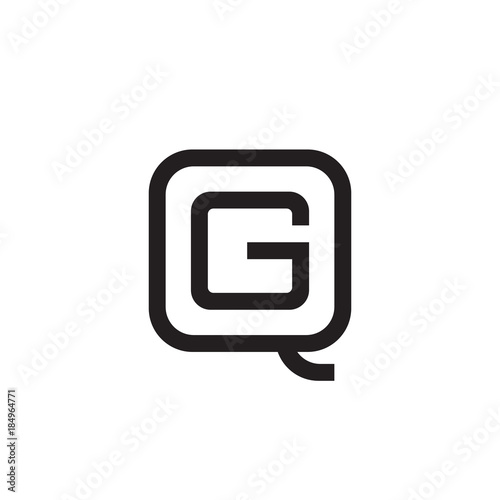 Initial letter Q and G, QG, GQ, overlapping G inside Q, line art logo, black monogram color