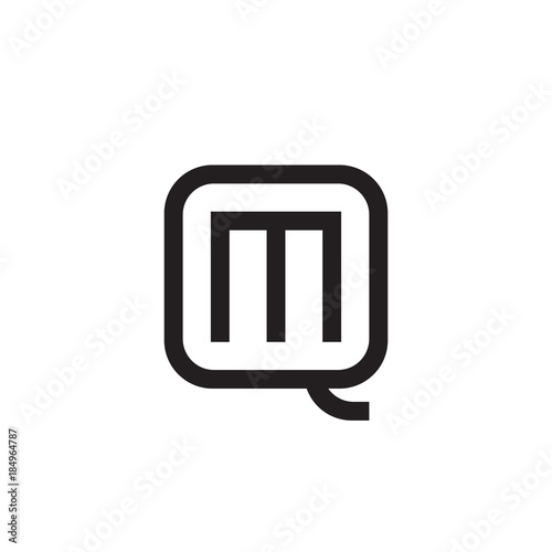 Initial letter Q and M, QM, MQ, overlapping M inside Q, line art logo, black monogram color