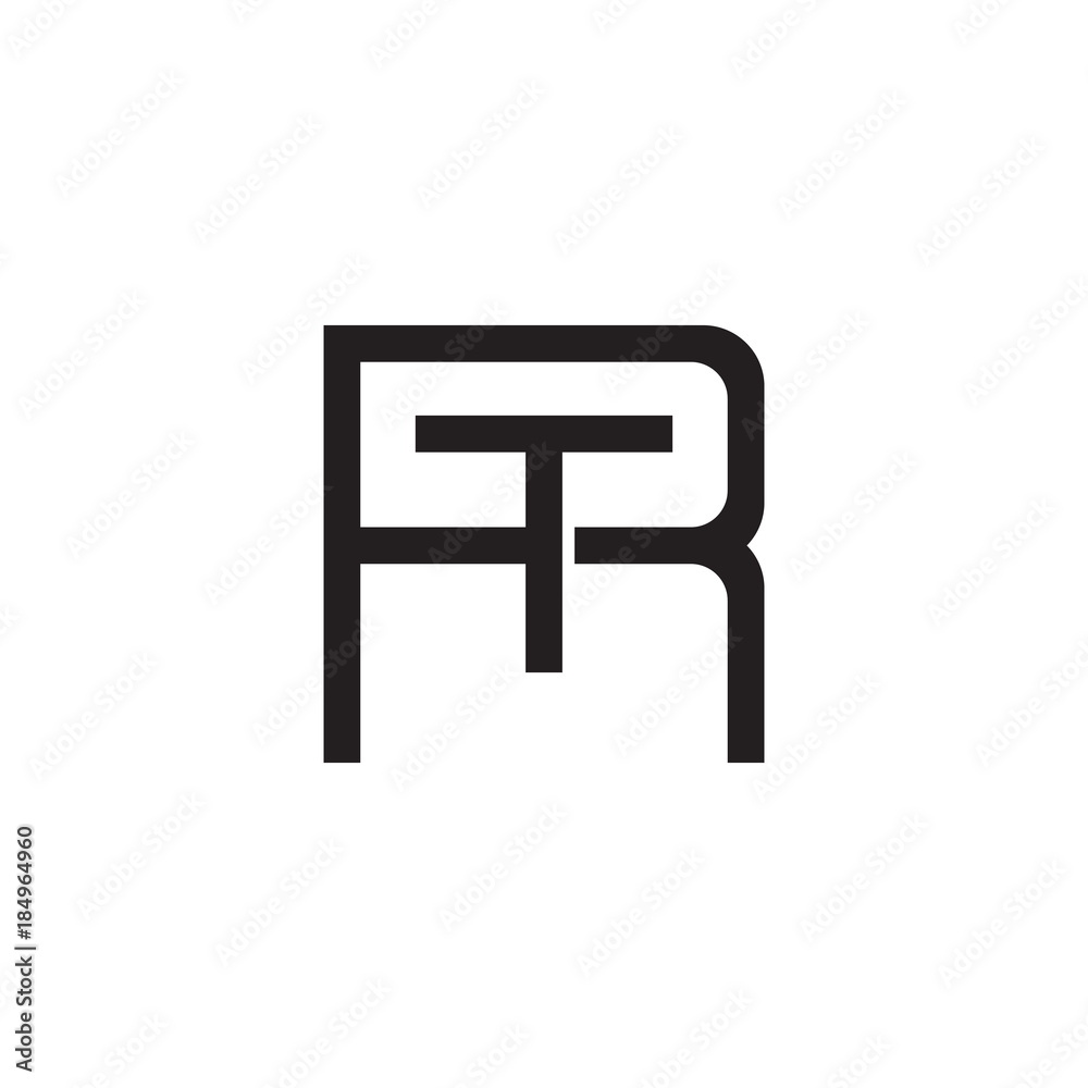 Initial letter R and T, RT, TR, overlapping T inside R, line art logo, black monogram color Initial letter R and T, RT, TR, overlapping T inside R, line art logo, black monogram color