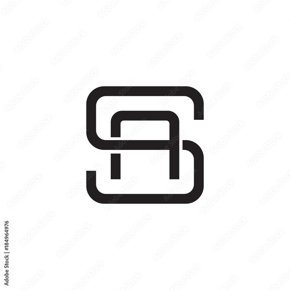 Initial letter S and A, SA, AS, overlapping A inside S, line art logo, black monogram color