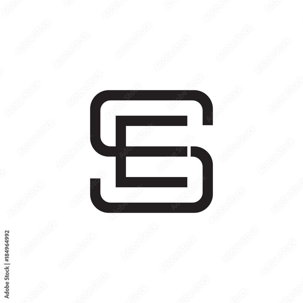 Initial letter S and E, SE, ES, overlapping E inside S, line art