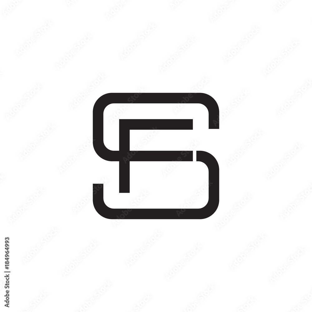 Initial letter S and F, SF, FS, overlapping F inside S, line art logo, black monogram color Initial letter S and F, SF, FS, overlapping F inside S, line art logo, black monogram color