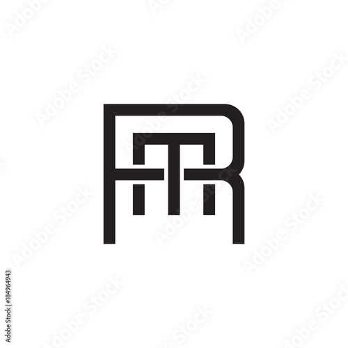 Initial letter R and M, RM, MR, overlapping M inside R, line art logo, black monogram color