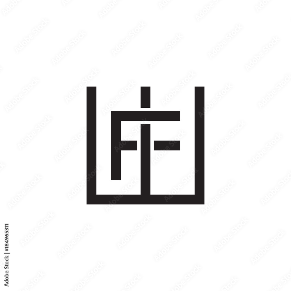 Initial letter W and F, WF, FW, overlapping F inside W, line art logo, black monogram color Initial letter W and F, WF, FW, overlapping F inside W, line art logo, black monogram color