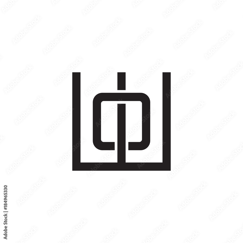 Initial letter W and O, WO, OW, overlapping O inside W, line art logo, black monogram color Initial letter W and O, WO, OW, overlapping O inside W, line art logo, black monogram color