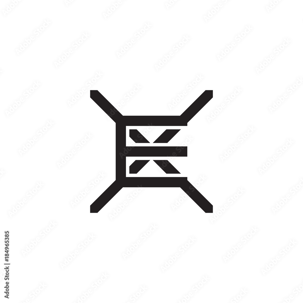 Initial letter X and E, XE, EX, overlapping E inside X, line art logo, black monogram color Initial letter X and E, XE, EX, overlapping E inside X, line art logo, black monogram color