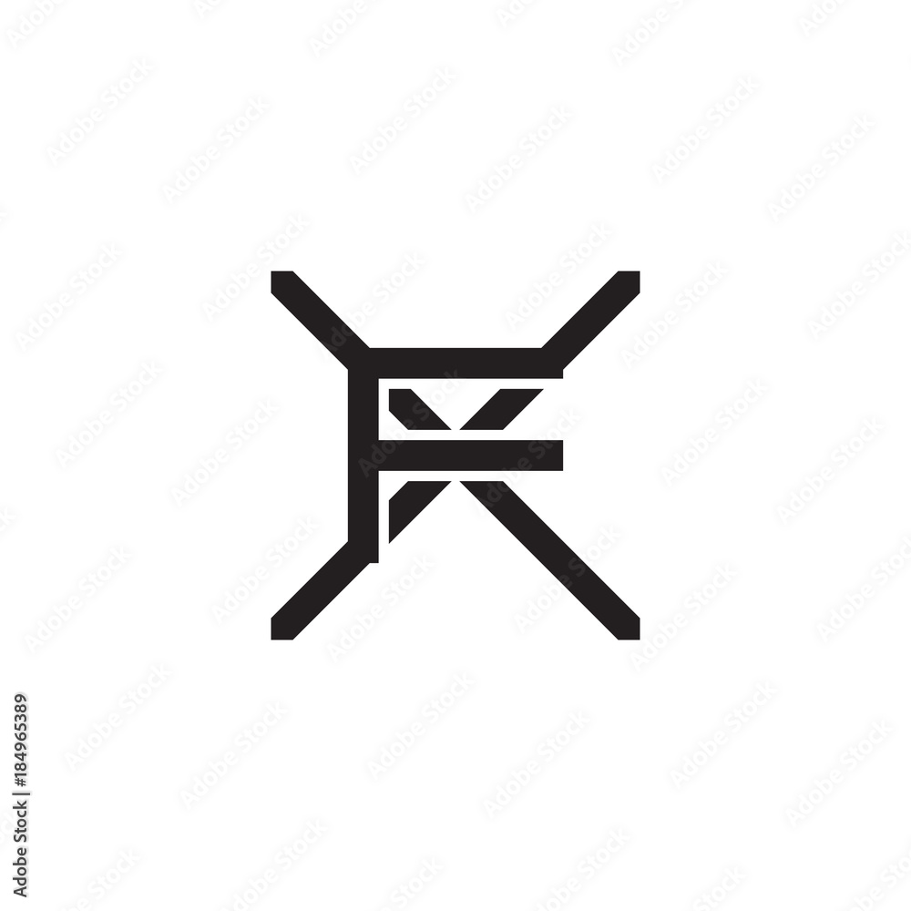 Initial letter X and F, XF, FX, overlapping F inside X, line art logo, black monogram color Initial letter X and F, XF, FX, overlapping F inside X, line art logo, black monogram color