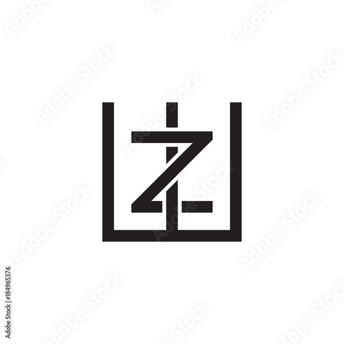 Initial letter W and Z  WZ  ZW  overlapping Z inside W   line art logo  black monogram color