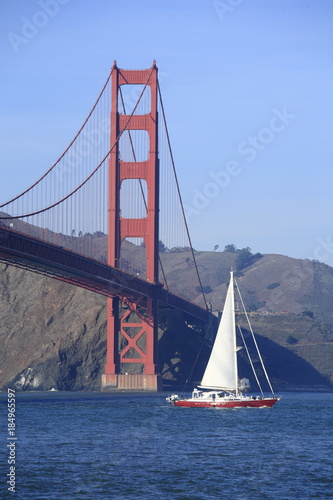 Golden Gate Bridge with a sailboat