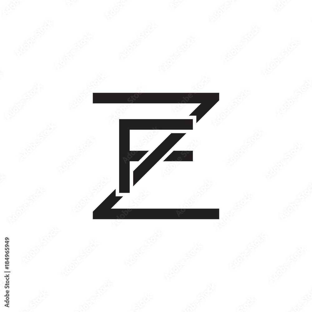 Initial letter Z and F, ZF, FZ, overlapping F inside Z, line art