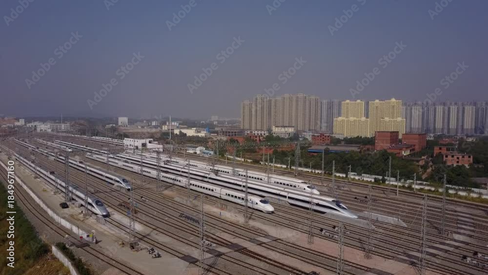 China's modern high rail railway track，
Rural scenery