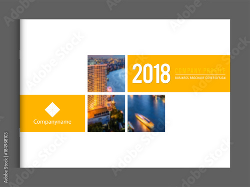 Business brochure cover design template corporate company profile or annual report catalog magazine flyer booklet leaflet. Cover page A4 landscape vector EPS-10 sample image with Gradient Mesh.