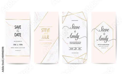 wedding invitation card with marble