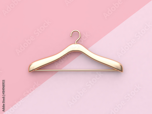 pink background gold cloth hanger 3d rendering photo