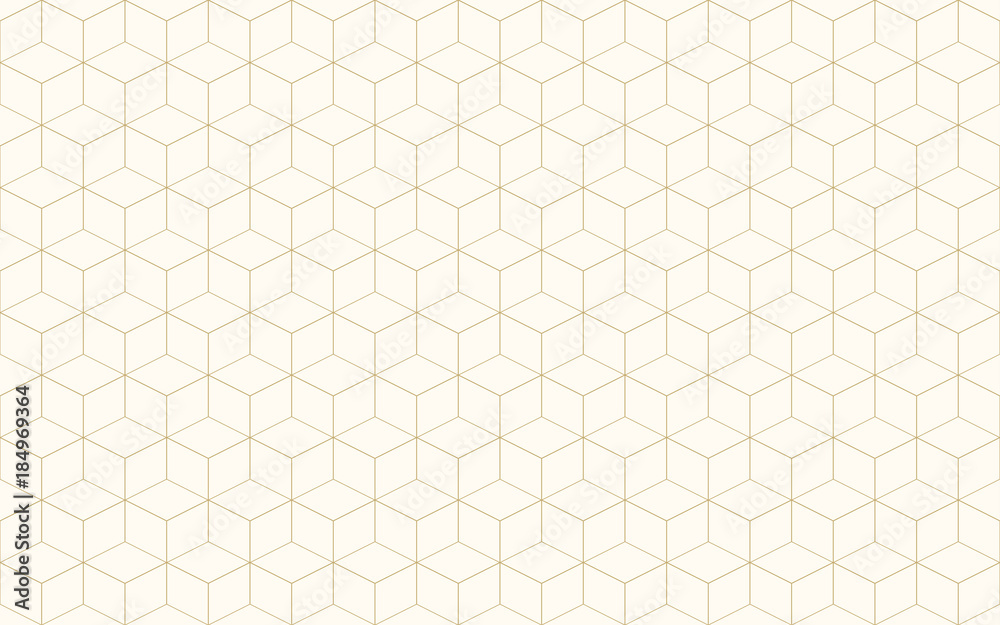 Geometric cube abstract background vector. Line seamless pattern cube shape gold color. Christmas background. Geometric cube abstract background vector. Line seamless pattern cube shape gold color. Christmas background.