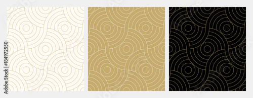 Pattern seamless circle abstract wave background stripe gold luxury color and line. Geometric line vector. Christmas background.