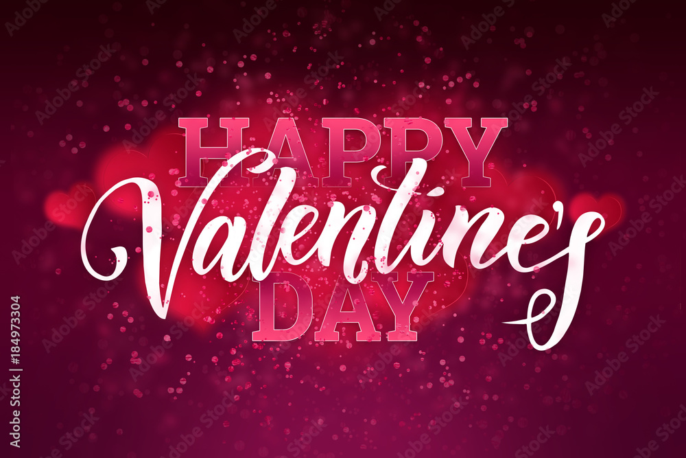 Happy Valentine's Day festive web banner with pink hearts.
