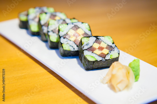 Japanese food Sushi Roll Maki of Salmon egg photo