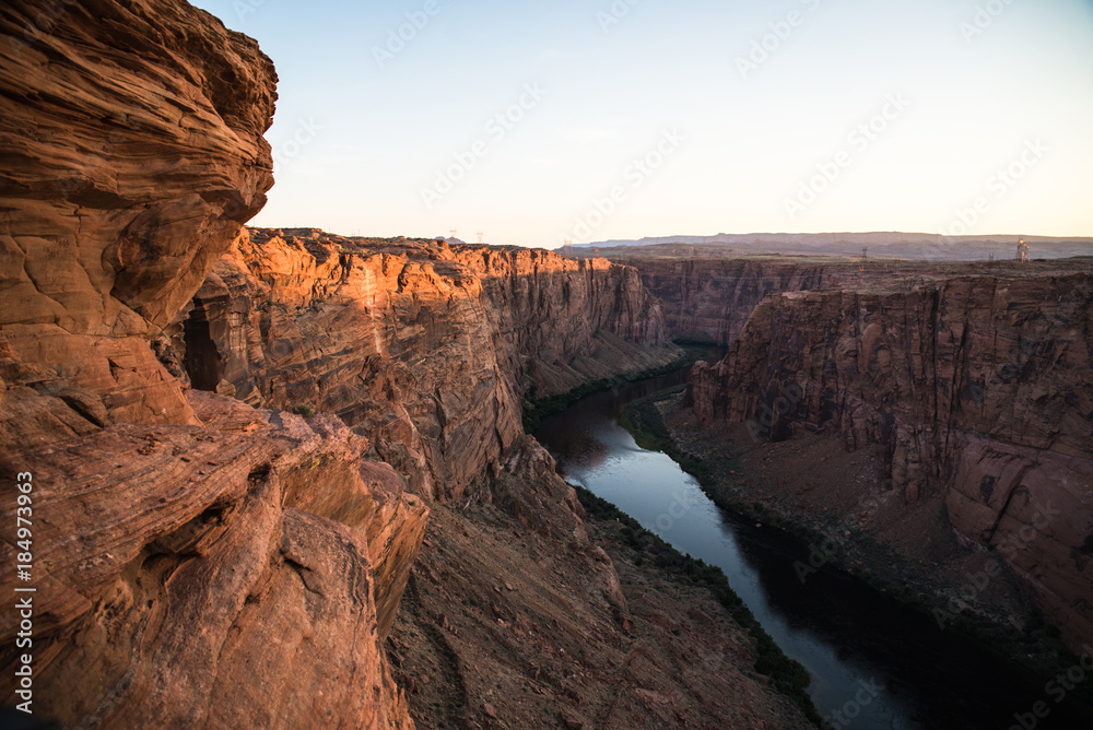 The Colorado River in Page, Arizona during sunset. 