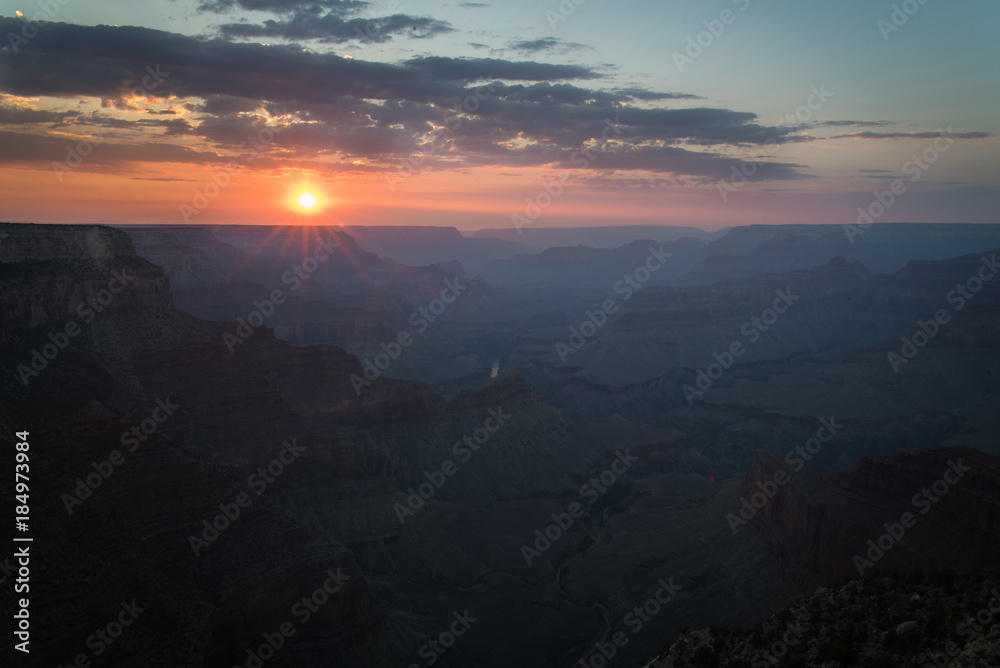 Grand Canyon National Park in Arizona during sunset. 
