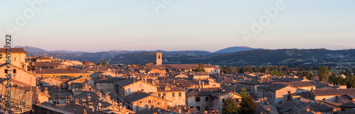 Gubbio, one of the most beautiful small town in Italy. Aerial view of the village