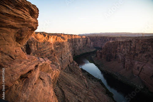 The Colorado River in Page, Arizona during sunset. 