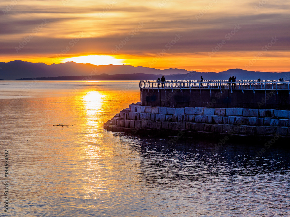 Sunset at the Ogden Point breakwater, Victoria BC