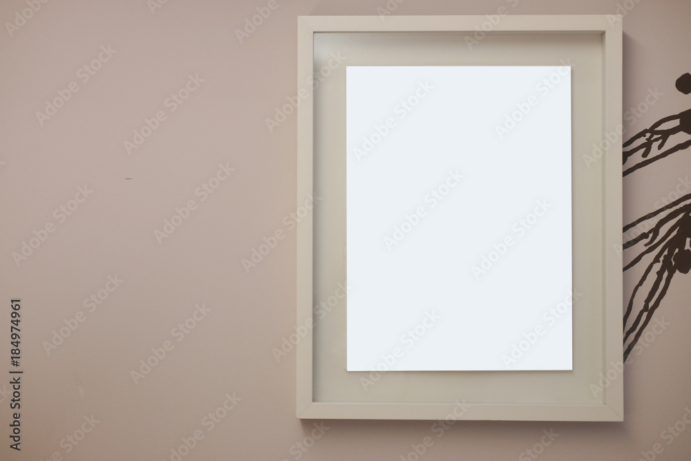 One blank frame on wall. One blank frame on wall.
