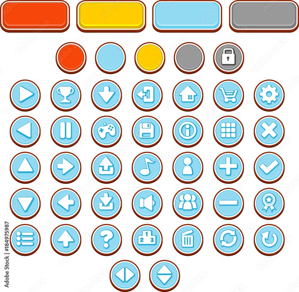 Simple Round Game Button Set Simple Round Game Button Set