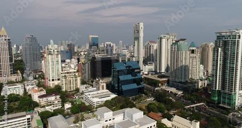 BANGKOK, THAILAND, MARCH 2017: Aerial view over the Banyan Tree hotel, central Bangkok, mid day. photo