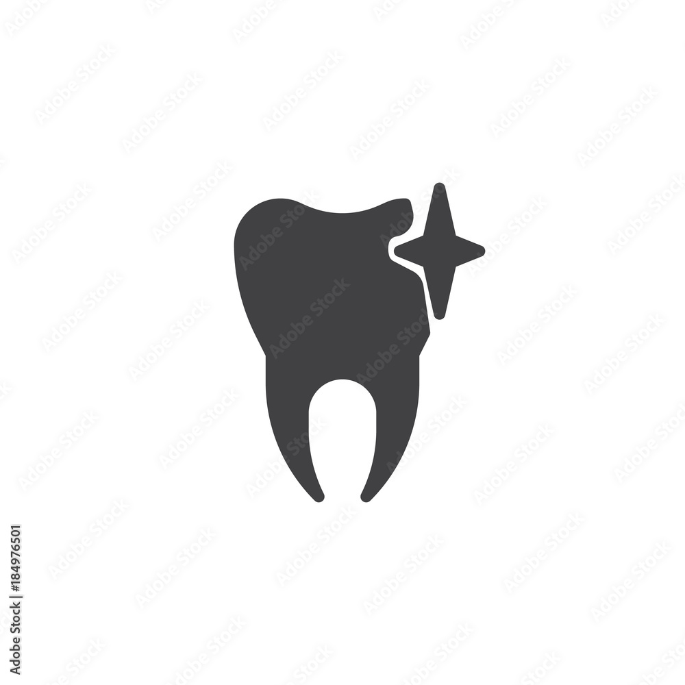 Shiny clean tooth icon vector, filled flat sign, solid pictogram isolated on white. Dental care symbol, logo illustration. Shiny clean tooth icon vector, filled flat sign, solid pictogram isolated on white. Dental care symbol, logo illustration.