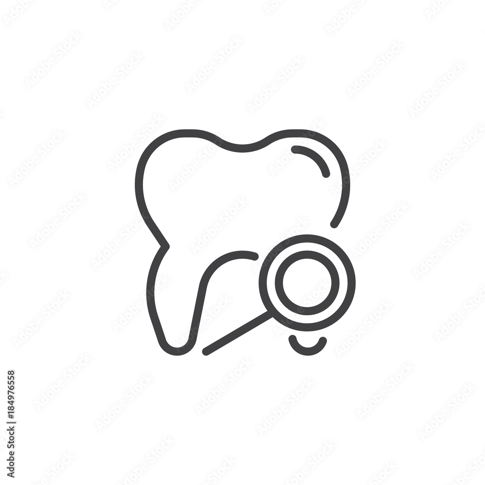 Tooth diagnostic line icon, outline vector sign, linear style pictogram isolated on white. Dental care symbol, logo illustration. Editable stroke Tooth diagnostic line icon, outline vector sign, linear style pictogram isolated on white. Dental care symbol, logo illustration. Editable stroke