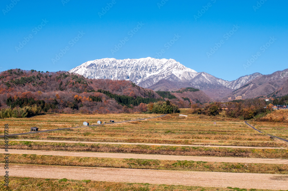 日本、鳥取県、大山、伯耆富士、冬、絶景、里山の風景