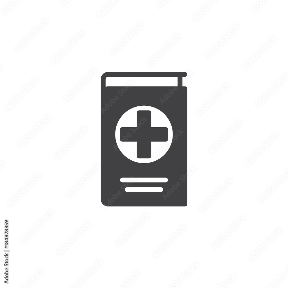 Medical reference book icon vector, filled flat sign, solid pictogram isolated on white. Symbol, logo illustration Medical reference book icon vector, filled flat sign, solid pictogram isolated on white. Symbol, logo illustration