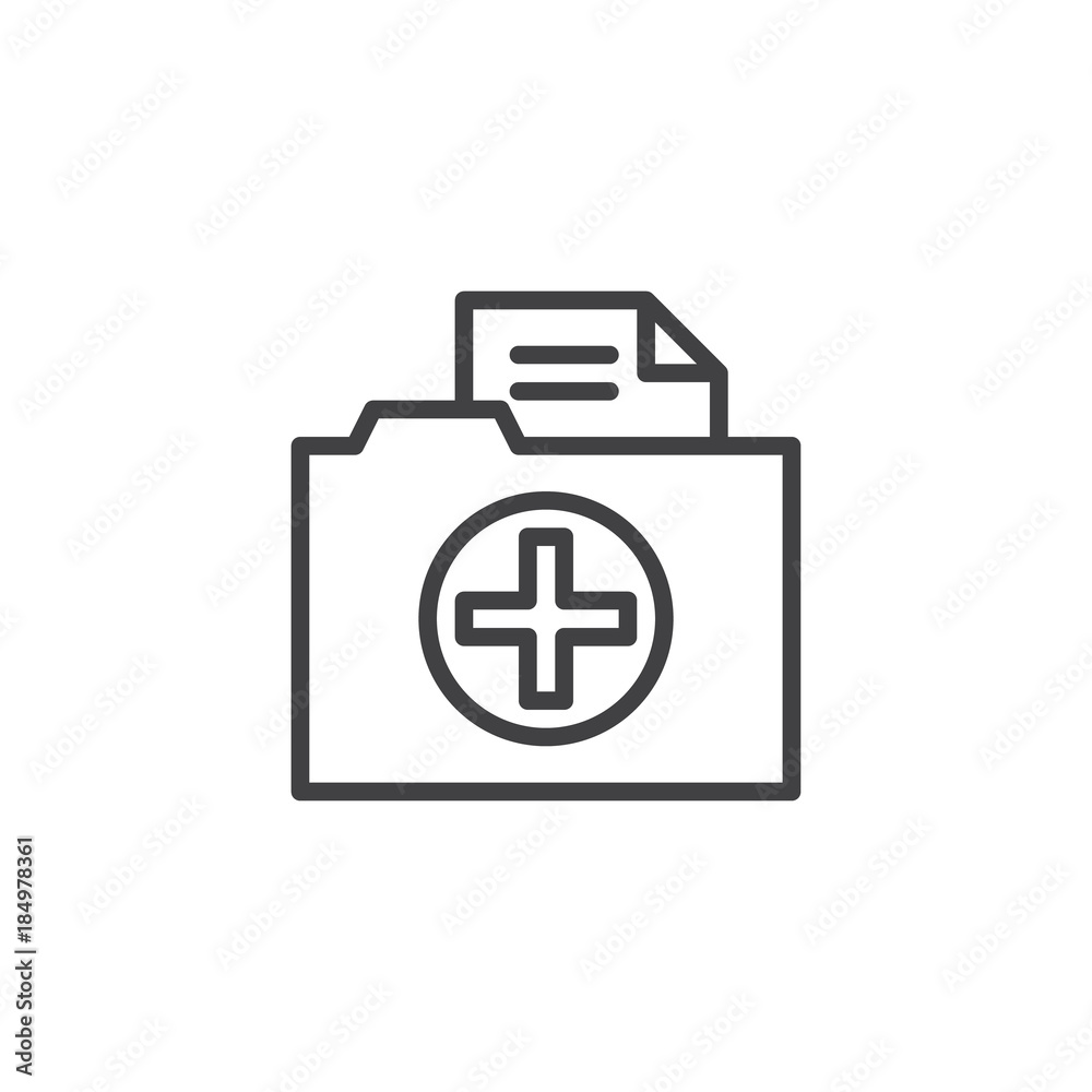 Medical history folder line icon, outline vector sign, linear style pictogram isolated on white. Symbol, logo illustration. Editable stroke Medical history folder line icon, outline vector sign, linear style pictogram isolated on white. Symbol, logo illustration. Editable stroke