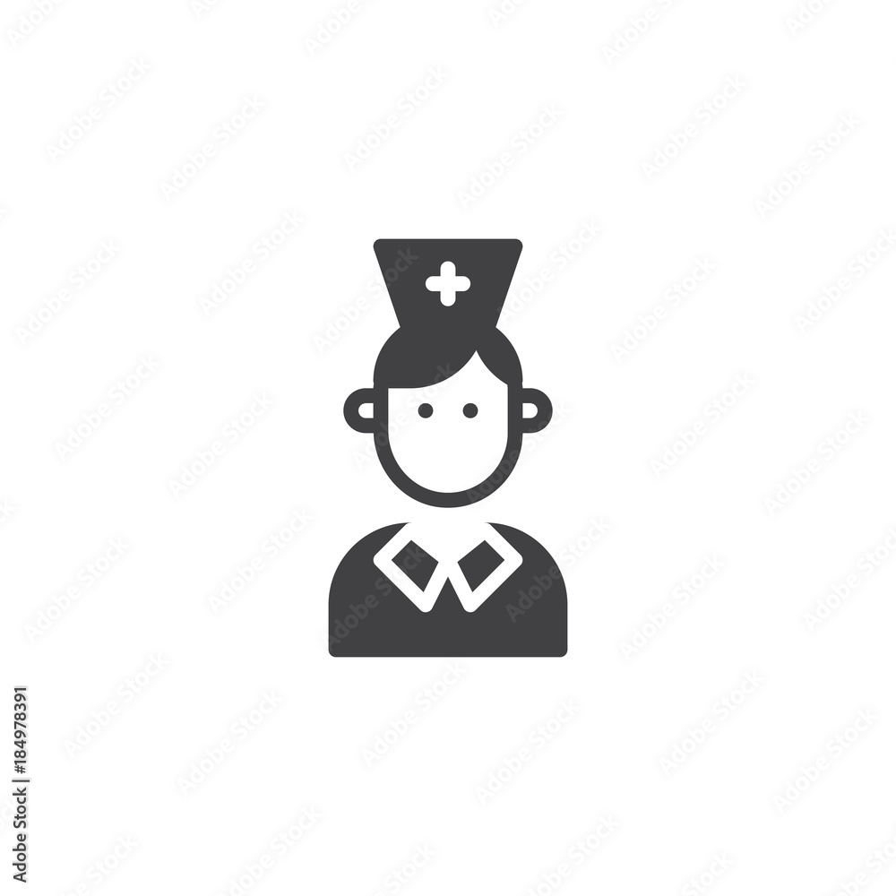 Nurse icon vector, filled flat sign, solid pictogram isolated on white. Medical doctor symbol, logo illustration
