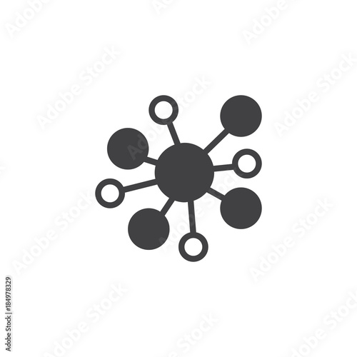 Molecule icon vector, filled flat sign, solid pictogram isolated on white. Atom symbol, logo illustration
