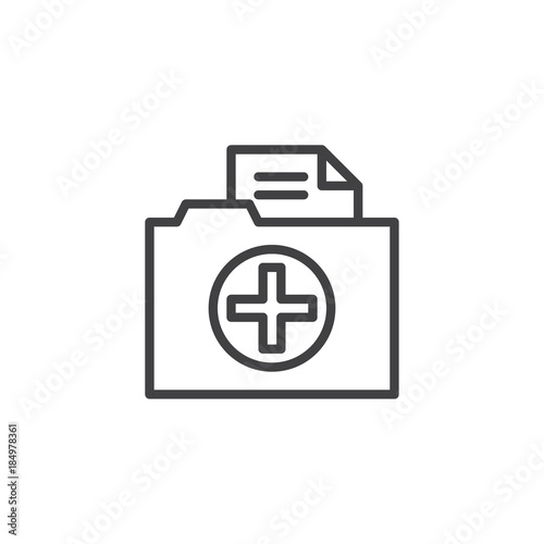 Medical history folder line icon, outline vector sign, linear style pictogram isolated on white. Symbol, logo illustration. Editable stroke