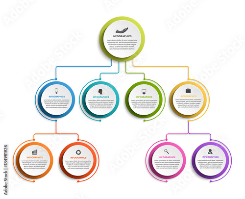 Infographic design organization chart template for business presentations, information banner, timeline or web design.