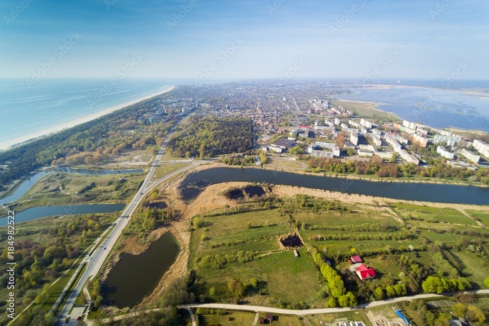 Liepaja city south end in spring time, Latvia.