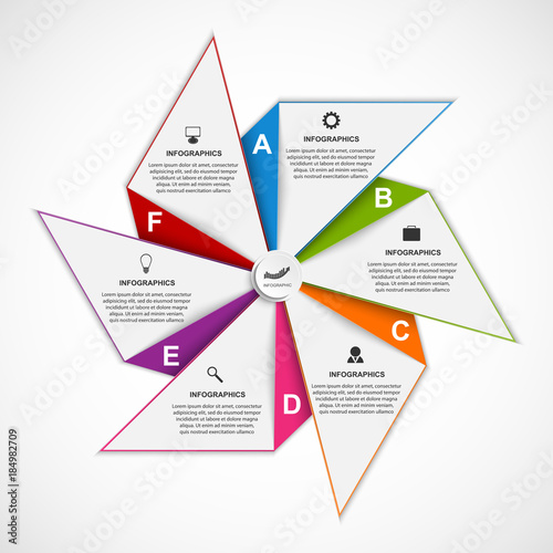 Abstract options infographics design template in the shape of air pinwheel. Vector Illustration.