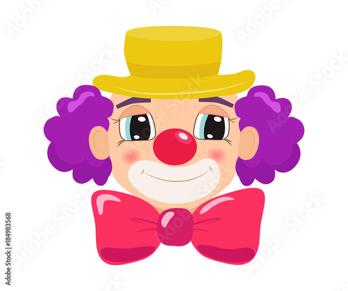 Cartoon clown face vector illustration.