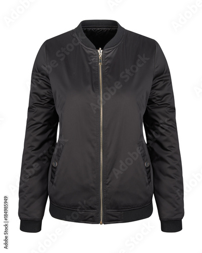 Black casual bomber jacket isolated on white