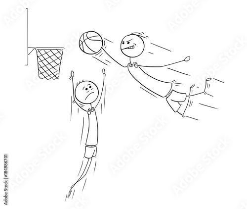 Vector Cartoon of Basketball Player Scoring Goal