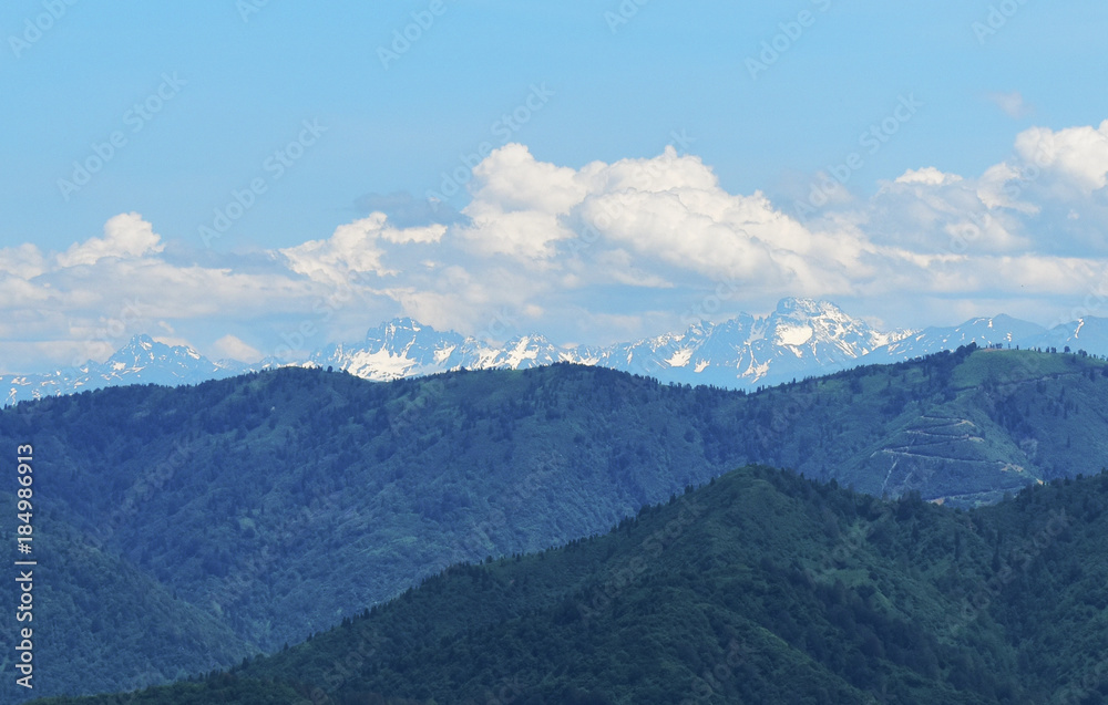 Snow-capped summit of Kackar Mountains in Rize, Turkey