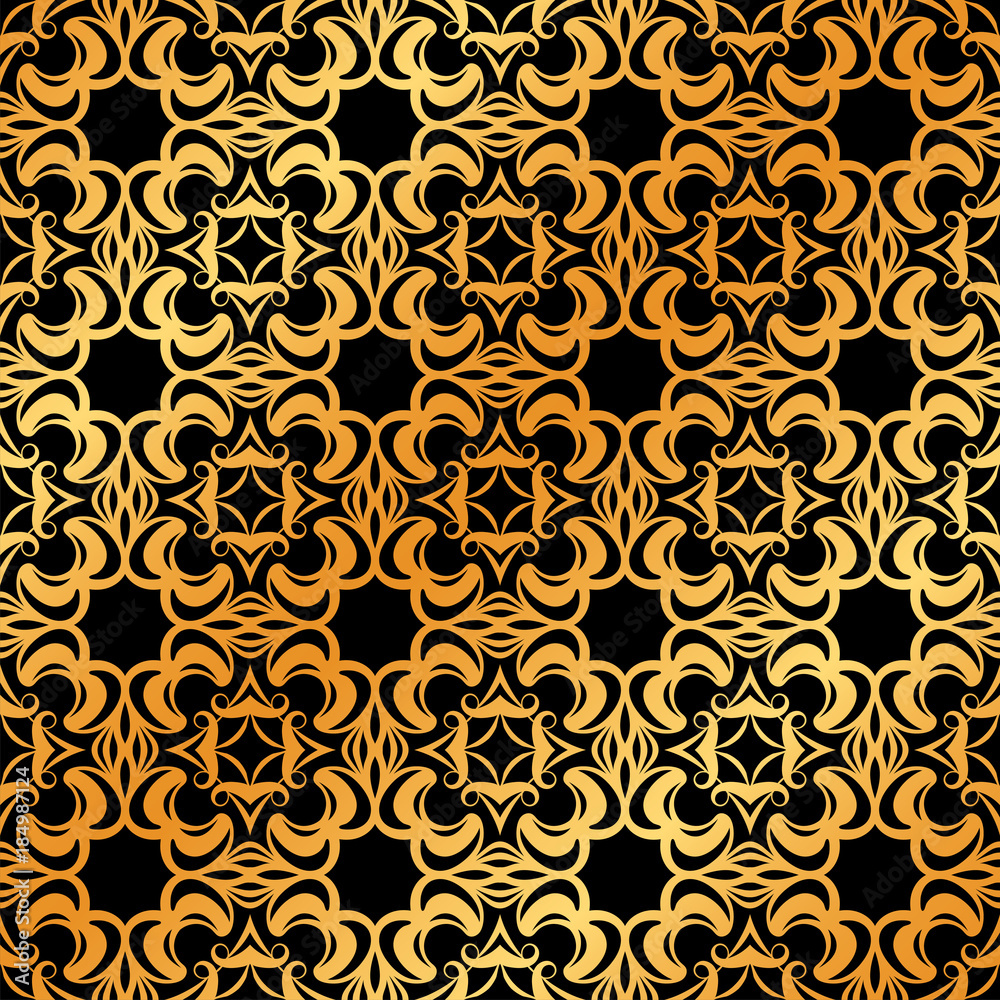 Abstract geometric golden seamless pattern. Vector illustration