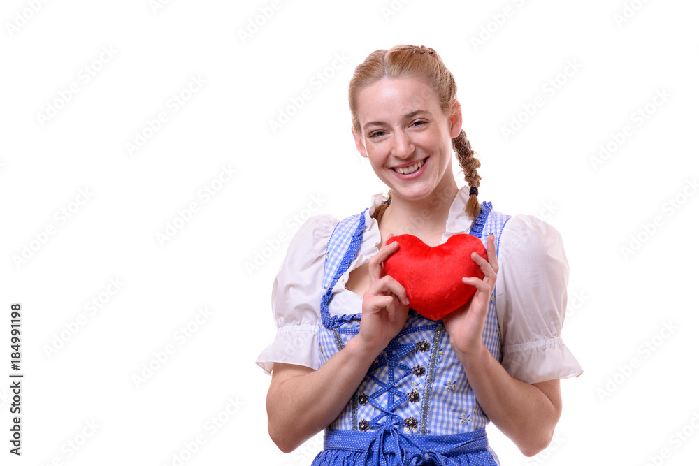 Woman wearing traditional dress for Oktoberfest Woman wearing traditional dress for Oktoberfest
