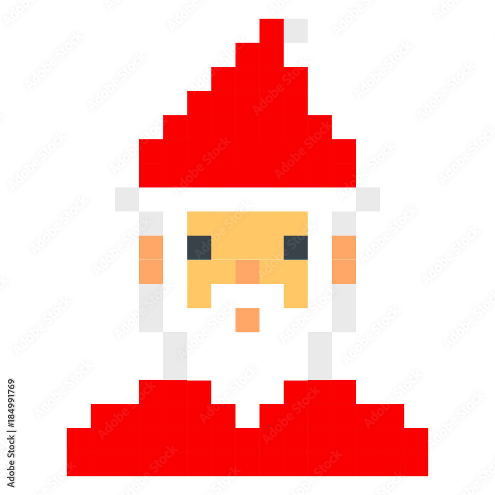 Fototapeta premium Santa claus pixel art cartoon retro game style
